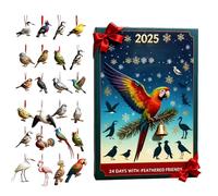 Calendario Avvento Uccelli Conto Alla Rovescia - Decorazioni Stagionali In Acrilico - Calendario 'Avvento Di 24 Giorni Con Ornamenti Specie Di Uccelli | Per La Familia Dei Birdwatchers Albero Finestra