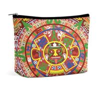 Calendario azteco Pietra del sole Maya Borsa cosmetica portatile Borsa portaoggetti multifunzione Borsa per il trucco in PU, Organizer per cancelleria con cerniera per ufficio di riunione