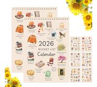 Calendario Bucket List 2026, 2 Calendario Da Tavolo Mensile A S-pirale Da 12 Mes-i Con Slow Down E The Seasons, Taccuino Decorativo Con Acquerelli E Date Giornaliere Per Insegnanti, Scuole, Famiglie