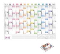 Calendario,Calendario Da Parete Organizzatore Annuale 2025 Grande Formato 52,5×74,2Cm,Piegato Gratuito Planner Annuale A4,Planner Da Parete,Piano Di 365 Giorni,Inglese (Lingua)