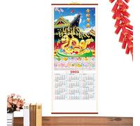 Calendario cinese da parete con pergamena, calendario annuale con serpente pendente, arte tradizionale lunare da parete di 12 , decorazioni per soggiorno, ristorante