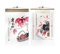 Calendario cinese da parete di grandi dimensioni 2026-2027 Calendario lunare Capodanno Dipinto di paesaggio appeso in carta Xuan per decorazioni e regali per il Capodanno lunare(J)