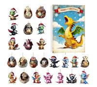 Calendario con conto alla rovescia a forma di dinosauro, 2D per l'avvento 24 giorni, decorazione per la casa, giocattoli del drago 2025, ornamento natalizio per albero, finestra, porta, ufficio, auto