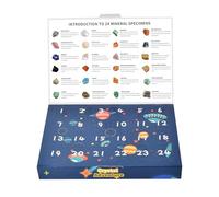 Calendario con conto alla rovescia con pietre preziose, set 'Avvento alla scoperta del Natale, scatola minerale a con pietre premium, tesori geologici colorati per bambini, adoles