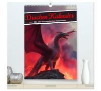 Calendario con drago, un anno con creature mistiche (calendario da parete di alta qualità 2026 DIN A2 alto), stampa artistica lucida