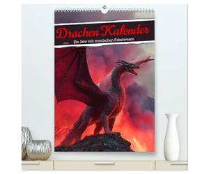 Calendario con drago, un anno con creature mistiche (calendario da parete di alta qualità 2026 DIN A2 alto), stampa artistica lucida