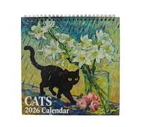 Calendario Con Gatti in Stile Van Gogh 2026, 21×21cm Calendario Artistico Con Gatti Divertenti, Calendaris Rilegatura Spirales, Calendarios Mensile a Tema Gatto, Regalo per Famiglia O L'ufficio