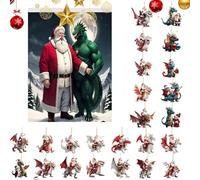 Calendario con perline Indietro per Natale, portachiavi con ciondolo a forma di drago 2D | Decorazione con perline per Natale 24 giorni, per feste stagionali interne auto zaini per il Ringraziamento