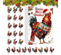 Calendario Conteggio Alla Rovescia Natale - 2D Decorazione In Acrilico Con Design A Gallo | Calendario Avvento A Forma Di Gallina Con 24 Scomparti - per Capodanno Fattoria Casa e Festa