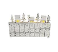 Calendario conto alla rovescia 24 giorni con luci a LED cassetti in legno accessori da scrivania di Natale accessori per la decorazione della casa scatola di legno