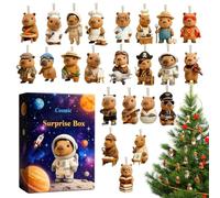 Calendario Conto Alla Rovescia Capibara Di Natale - Decorazione Imbottitura Calza 28 X 16 X 3 Cm| Ciondolo In Acrilico 2D | Set Di Decorazioni Natalizie Di 24 Giorni | Per Albero Festivo, Auto, Camine