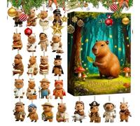 Calendario Conto Alla Rovescia Capibara Di Natale - Decorazione Imbottitura Calza 28 X 16 X 3 Cm| Ciondolo In Acrilico 2D | Set Di Decorazioni Natalizie Di 24 Giorni | Per Albero Festivo, Auto, Camine