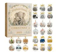 Calendario Conto Alla Rovescia Con Elefante - Calendario Conto Alla Rovescia Di Natale, Avvento 2D Di 24 Giorni Con Ciondoli Elefante Per Amici Famiglia Bambini Adulti Studenti Albero Finestra