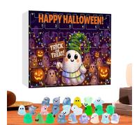 Calendario conto alla rovescia in miniatura, calendario per conto alla rovescia di 24 giorni con statua fantasma, per Halloween, graziosa scultura che si al buio per famiglia, adolescenti