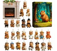 Calendario Conto Alla Rovescia Per Natale | Collezionabili In Acrilico 2D | Conto alla Rovescia 24 Giorni Ornamento Natalizio Capibara - per Specchietto Retrovisore Auto Festa Decorazione Maniglia Por
