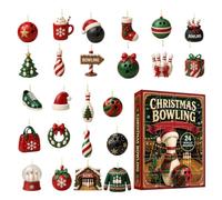 Calendario Countdown di Natale Decorazione da Parete Bowling in Acrilico 2D | Countdown di 24 Giorni con Ornamenti Natalizi Per Porta, Finestra, Albero e Mensola del delle Feste