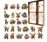 Calendario Countdown di Natale Ornamenti Mini Dinosauri In Acrilico 2D 24 | Ornamenti Divertenti per Albero di Natale per Adulti Bambini Finestra Porta Albero Casa Ingresso Festa