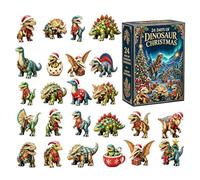Calendario Countdown Dinosauro Ornamenti Dinosauri Acrilico 2D Mini 24 | Ornamenti Divertenti per Albero di Natale Per Finestra Porta Caminiera Albero Casa Ufficio Ingresso