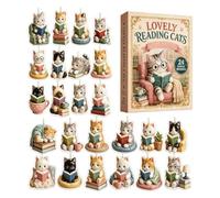 Calendario Countdown Gatto Ornamenti 2D In Acrilico Con Il Gatto Che Legge | Calendario Countdown Di 24 Giorni Verso Natale Per Esposizione in Ufficio su Porta Finestra Albero Parete