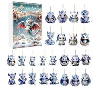 Calendario d-ell'Avvento Del Drago 2024, Calendario Con Il Conto Alla Rovescia Di 24 Giorni Calendario Con Il Conto Alla Rovescia 2D Ornamenti Del Drago Blu, Pendenti Piatti In Acrilico 2D Del Drago