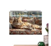 Calendario da parete 2025, calendario divertente del gatto - Organizzatore giornaliero di pianificatore familiare con immagine di gatto | Pianificatore familiare calendari da parete mensili calendario