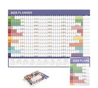 Calendario da parete 2025 - Pianificatore annuale extra large poster plastificato cancellabile a secco | Calendario giornaliero da gennaio 2025 a dicembre 2025, vista 'anno completo, layout