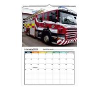 Calendario da parete 2026 12 | Calendario decorativo dei camion dei pompieri | Rilegatura a con spazio per note | Decorazione per la casa 'ufficio della classe