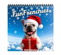 Calendario da parete 2026, calendario 2026, vista mensile, bulldog francese, 12, calendari per la famiglia per una pianificazione facile ed efficiente da parete, per casa e ufficio