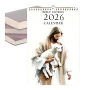 Calendario da parete 2026 | Calendario da parete cristiano mensile 2026 - Planner religioso con Gesù che tiene le pecore, decorazione per la casa, per uomini e donne, arte natalizia raffigurante Gesù