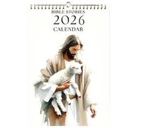 Calendario da Parete 2026 | Calendario da Parete Religioso 2026 Storie Bibliche | Arte Ispirando Agenda Religiosa con Gesù in possesso di un Agnello Decorazione d'Interni per Donne Uomini e Chiesa
