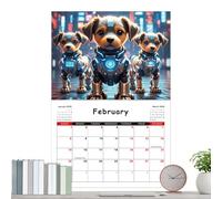Calendario da parete 2026 con cuccioli - Divertente planner con animali, simpatico cane, d'arte creativa per amanti dei cani, programma mensile decorativo | Elegante decorazione per la casa, cam