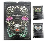 Calendario da parete 2026 con erbe medicinali, fasi lunari e guida alla guarigione con le erbe, calendario botanico con profili mensili di erbe, arte murale per gli amanti del benessere (1pc)
