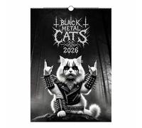 Calendario da parete 2026 con gatti in metallo nero, 2026 x 20,5 cm, planner mensile in stile gotico, calendario alternativo di 12 mesi per appassionati di musica in metallo e amanti dei gatti