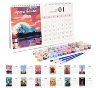 Calendario da parete 2026, da dipingere con i numeri, calendario da parete con paesaggio nazionale, calendario da parete fai da te, da appoggiare, con pennelli e colori acrilici, per regali e