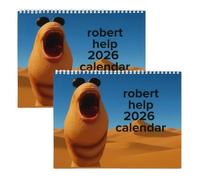 Calendario da parete 2026 di Marcus the Worm - 35,5 x 29,2 cm, divertente regalo per chat virtuale, scherzo su Internet Robert The Worm, calendario da appendere per giocatori e fan dei meme (2 pezzi)