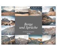 Calendario da parete 2026 DIN A4 orizzontale, con montagne e detti per motivazione e ispirazione, calendario mensile CALVENDO con immagini da... con detti motivazionali (CALVENDO