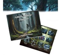 Calendario da parete 2026 Folklore Mythical Creatures, calendario 2025 New Dark Fantasy & Gothic Wall Art con 12 esseri mitici infestanti, decorazione gotica di Halloween, regalo per amanti della