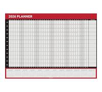 Calendario da parete 2026, formato A1 (84 cm x 59 cm), visualizzazione annuale completa, per casa, ufficio, lavoro, corsa, tutto l'anno (rosso)