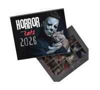 Calendario da parete 2026 Halloween Horror Movie & Cats, calendario a tema paura con gatti, agenda mensile da parete, calendario artistico Silent Terror (1pcs)