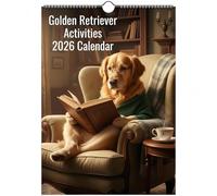 Calendario da parete 2026, visualizzazione mensile 2026, Golden Retriever, 12 mesi, calendari per la famiglia per una pianificazione facile ed efficiente, planner da parete per casa e ufficio (Golden