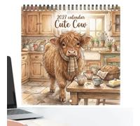 Calendario da parete 2027 | Pianificatore giornaliero rustico con | Calendario da parete 2027, grazioso calendario giornaliero rustico con mucca, calendario da 12 mesi, per gli amanti delle