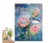 Calendario da Parete Anno degli Uccelli 2026 | Calendario Mensile Ad Anelli 12 Mesi con Fiori e Uccelli Decorativo - Collezione Per Amanti Della Natura Organizzatore Mensile Per Uffici Domestici E Dec