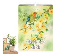 Calendario da Parete Anno degli Uccelli 2026 - Calendario Mensile Ad Anelli 12 Mesi con Fiori e Uccelli Decorativo | Design Artistico Per Decorazione Casa Studio Cucina Camera Da Letto e