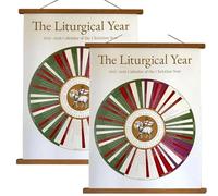 Calendario da parete anno liturgico 2025-2026, grande calendario liturgico annuale con giorni festivi, immagini dell'Agnello di Dio, avvento, include Natale, Quaresima, Pasqua, strumento (2PCS)