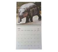 Calendario da parete | Calendario da parete 12 | Illustrazioni ippopotamo pianificatore di gestione pianificazione per dormitorio studio camera da letto aula sala da pranzo