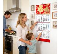 Calendario da Parete - Calendario Mese per Mese a 4 Ante Appendibile e Decorativo - Calendari da Muro | per la Scuola, l'Ufficio, la Casa, la Famiglia, la Camera, il Dormitorio, il Ristorante, la Pian