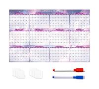 Calendario da parete cancellabile a secco 2027, 12 , cancellabile su | Design riutilizzabile con 2 penne incluse: pianificazione annuale per studenti, insegnanti, dormitorio e organizzazione