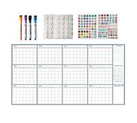 Calendario da parete cancellabile a secco, calendario annuale non datato | Layout verticale da 12 , calendario da lavagna riutilizzabile, agenda mensile cancellabile per studenti, insegnanti