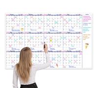 Calendario da parete cancellabile a secco, grande, non datato, cancellabile a secco, 94 x 147,3 cm, 12 mesi, cancellabile e riutilizzabile, calendario da parete cancellabile a secco per casa, ufficio