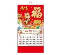 Calendario da parete cinese 2026 l'anno del cavallo, calendario da appendere per Capodanno cinese, calendario da parete Feng Shui 2026 con carattere fu dorato, decorazione per casa e ufficio, rosso